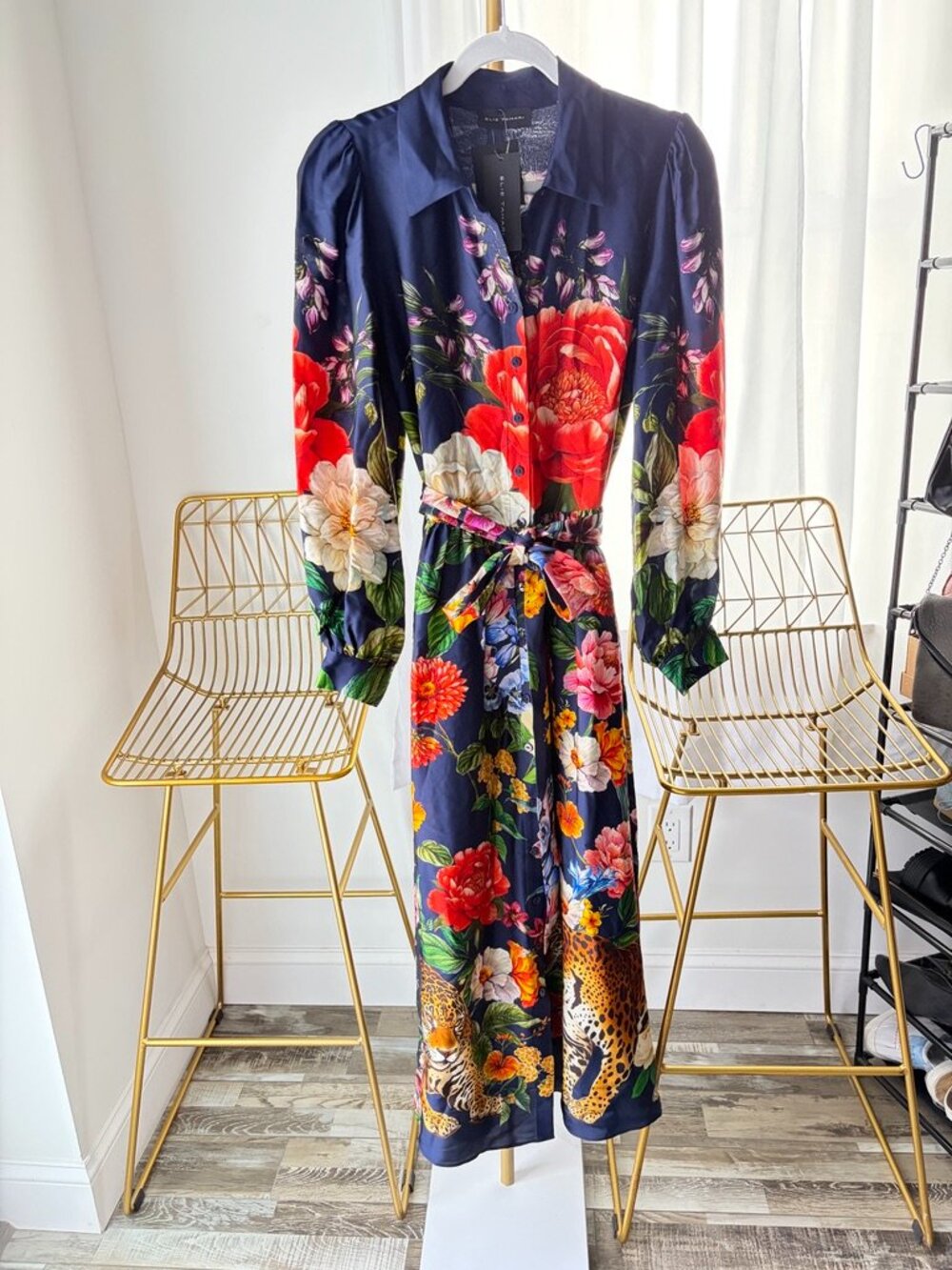 NWT Elie Tahari The Melina Sahara Desert Silk Shirtdress Size 6